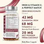 Natural Iron & Vitamin C Supplement - 120 Capsules