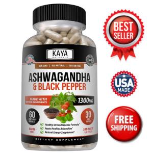 Organic Ashwagandha 1300mg with Black Pepper Capsules
