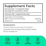 High Strength Curcumin 95 with Bioperine Capsules