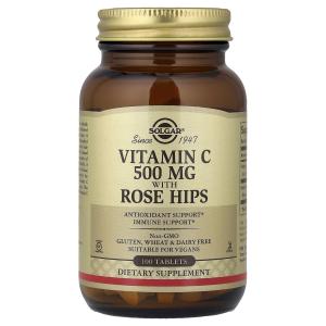 Solgar Vitamin C 500 mg with Rose Hips – 100 Tablets