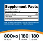 Nutricost L-Glutamine 750mg - 180 Capsules