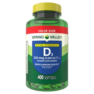 Spring Valley Vitamin D3 Softgels, 125 mcg, 400 Count