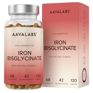 Natural Iron & Vitamin C Supplement - 120 Capsules