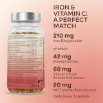 Natural Iron & Vitamin C Supplement - 120 Capsules