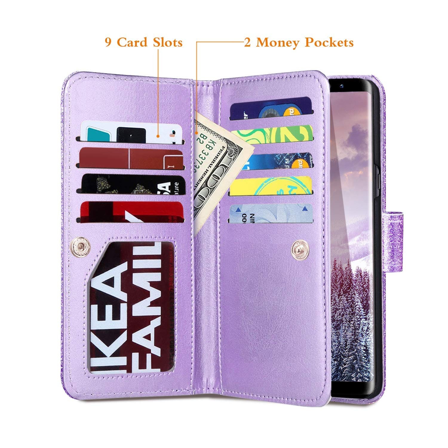 Shiny Leather Wallet Case for iPhone & Galaxy