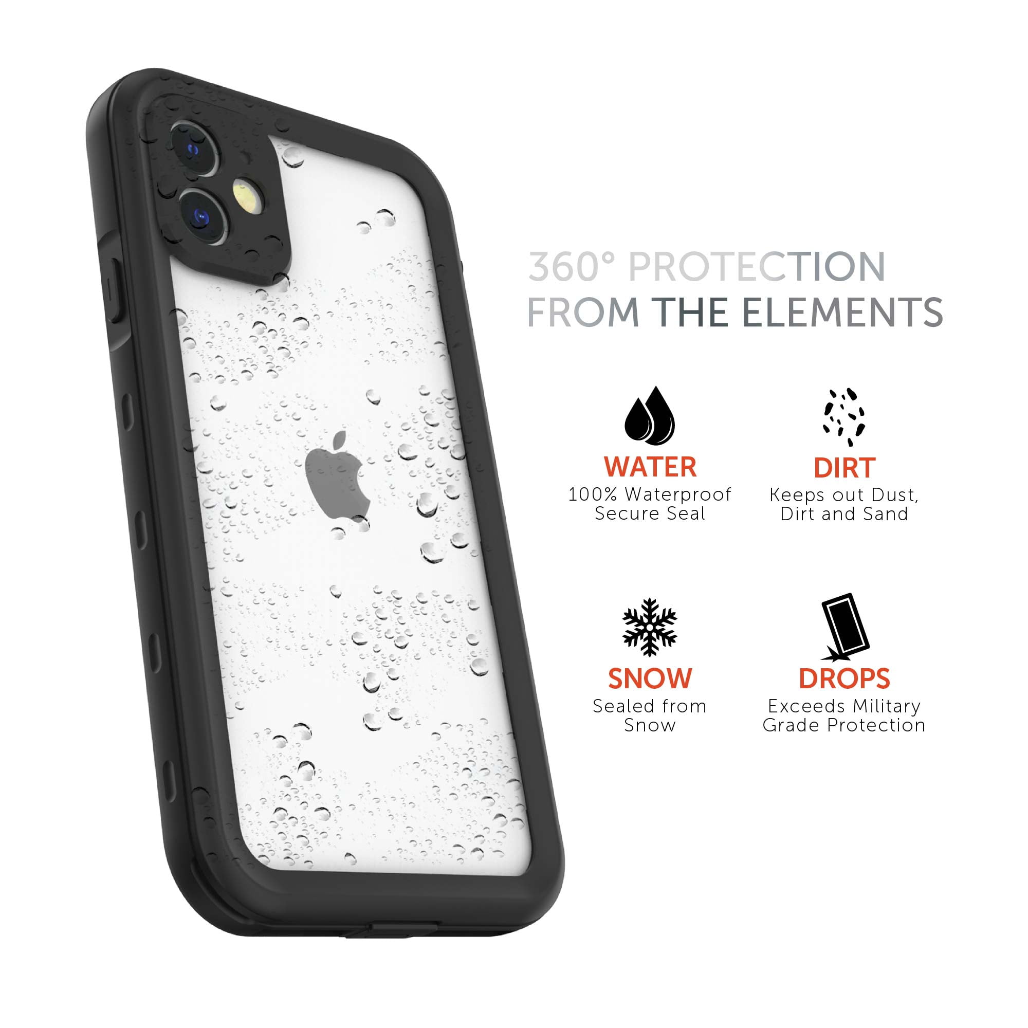 iPhone 11 Waterproof Case - Black/Clear