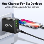 65W 6-in-1 Fast Wall Charger for Smartphones
