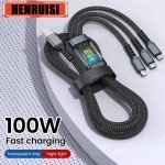 100W Fast Charge 3-in-1 Data Cable for Phones