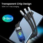 100W Fast Charge 3-in-1 Data Cable for Phones