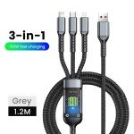 100W Fast Charge 3-in-1 Data Cable for Phones