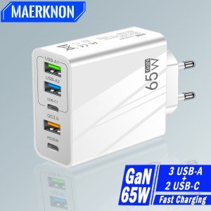 65W GaN USB Fast Charger for iPhone & Huawei