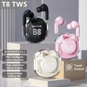 T8 Pro Transparent TWS Bluetooth Earbuds with Display