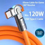 120W Fast Charge 180° USB Type C Cable