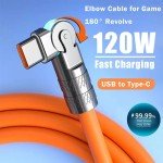 120W Fast Charge 180° USB Type-C Cable
