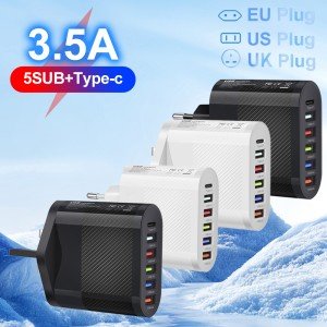 6-Port USB Type C Fast Charging Adapter
