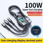 100W 3-in-1 Fast Charging Cable for Smartphones