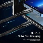 100W 3-in-1 Fast Charging Cable for Smartphones