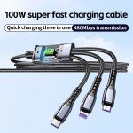 100W 3-in-1 Fast Charging Cable for Smartphones