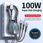 100W 3-in-1 Fast Charging Cable for Smartphones