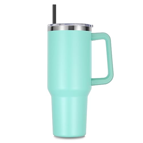 Stainless Steel Coffee Tumbler with Handle & Straw
