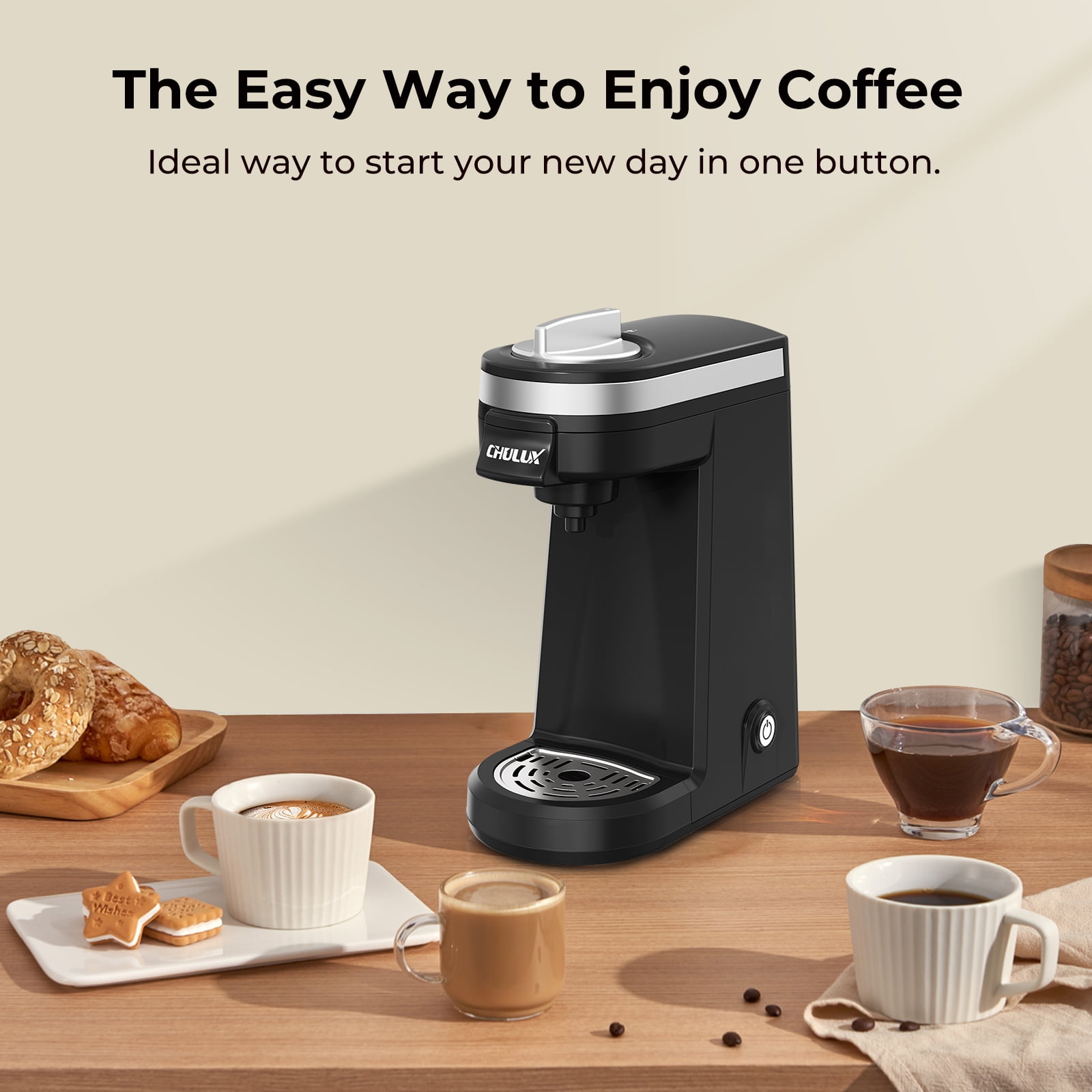 Compact Coffee Maker, K-Cup & Coffee Powder Compatible