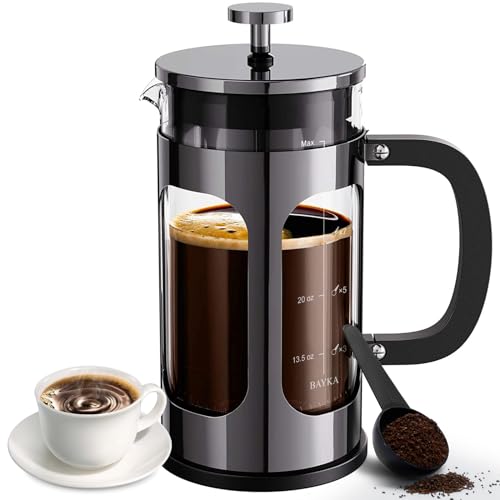 BAYKA French Press Coffee Maker, Classic Dark Pewter