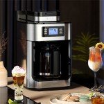 Automatic 1000W Coffee Maker with Grinder & LED Display