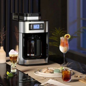 2-in-1 Automatic Coffee Maker with Grinder and LED Display