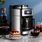Automatic 1000W Coffee Maker with Grinder & Display