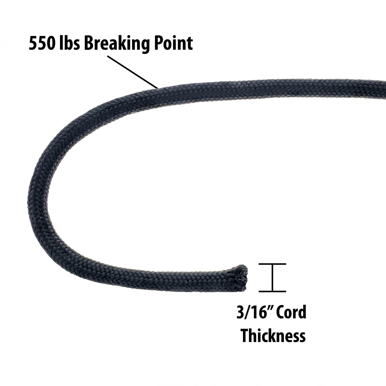 500ft Black Paracord Rope for Survival