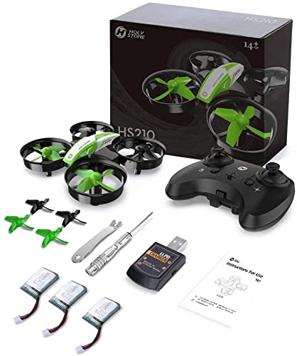 Holy Stone HS210 Kids Mini Drone for Beginners Adults, Indoor Outdoor RC Toy Quadcopter Plane for Boys Girls with Auto Hover, 3D Flip, 3 Batteries & Headless Mode, Great Toddler Gift, Green