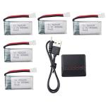 5PCS 3.7V 400mah Battery & 5-in-1 Charger for Quadcopter Drone