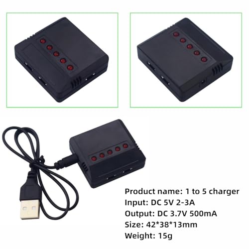 5PCS 3.7V 400mah Battery & 5-in-1 Charger for Quadcopter Drone