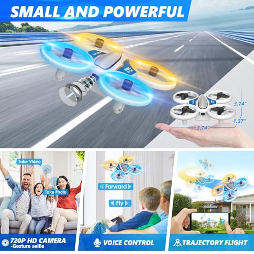 Mini HD Camera Drone with LED, 3 Batteries