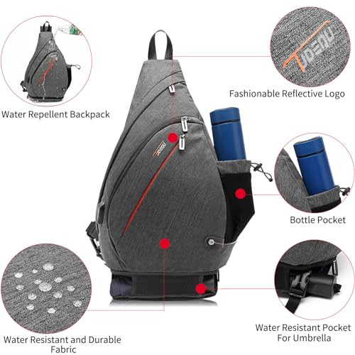 TUDEQU Men's Large Sling Backpack, 8 Pockets, 19L