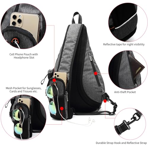 TUDEQU Men's Large Sling Backpack, 8 Pockets, 19L