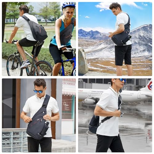 TUDEQU Men's Large Sling Backpack, 8 Pockets, 19L