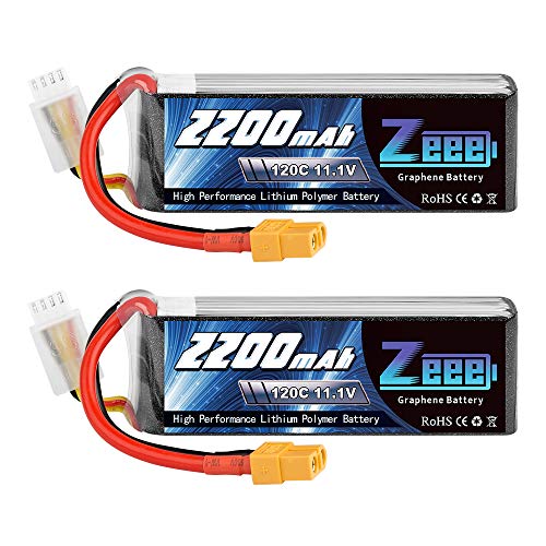 Zeee 3S Lipo Battery 2200mAh 11.1V 120C - XT60 Plug - 2 Pack