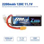 Zeee 3S Lipo Battery 2200mAh 11.1V 120C - XT60 Plug - 2 Pack