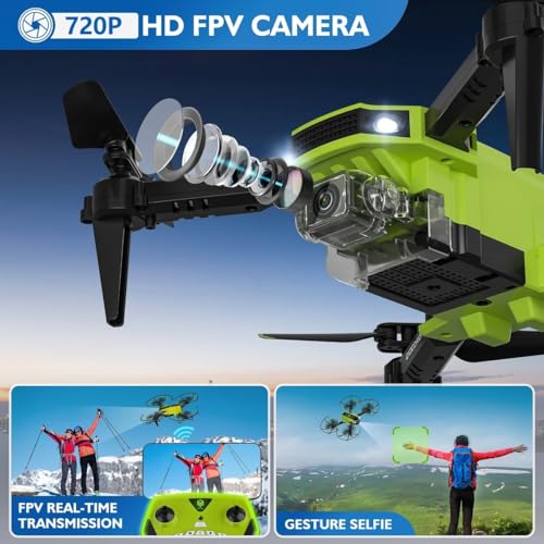 720P HD Camera Foldable Drone - Green