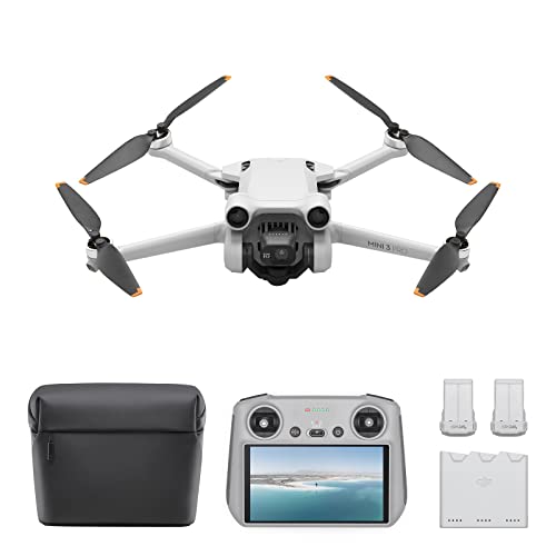 DJI Mini 3 Pro (DJI RC) – Lightweight and Foldable Camera Drone with 4K/60fps Video & Mini 3 Pro Fly More Kit, Includes two Intelligent Flight Batteries, a Two-Way Charging Hub, Data Cable