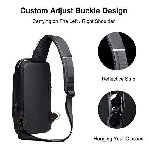 Anti-Theft Sling Bag with USB Port for Men
