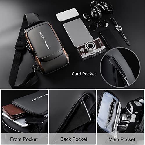 Anti-Theft Sling Bag with USB Port for Men