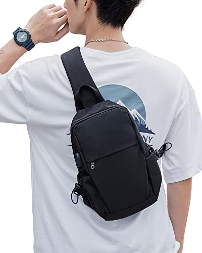 Compact Sling Crossbody Backpack with USB Port