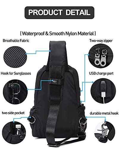 Compact Sling Crossbody Backpack with USB Port