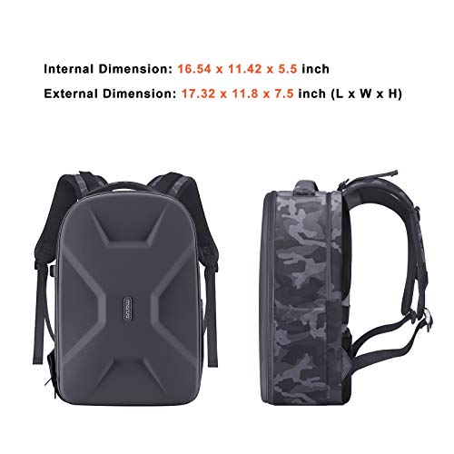 Gray Camo Camera Backpack with Hardshell for Drones