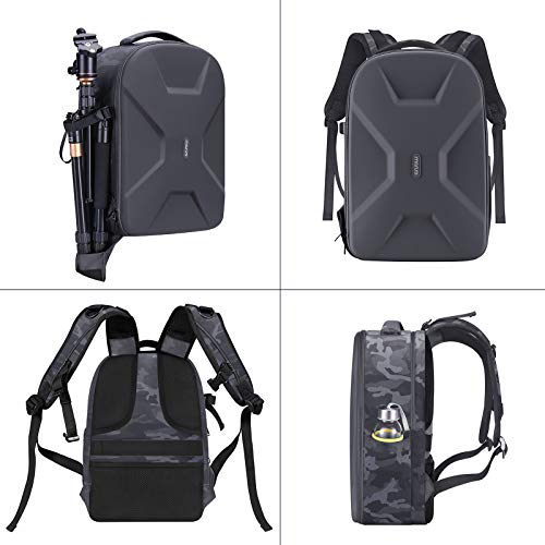 Gray Camo Camera Backpack with Hardshell for Drones