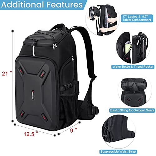 Drone Camera Backpack with Hardshell and Rain Cover