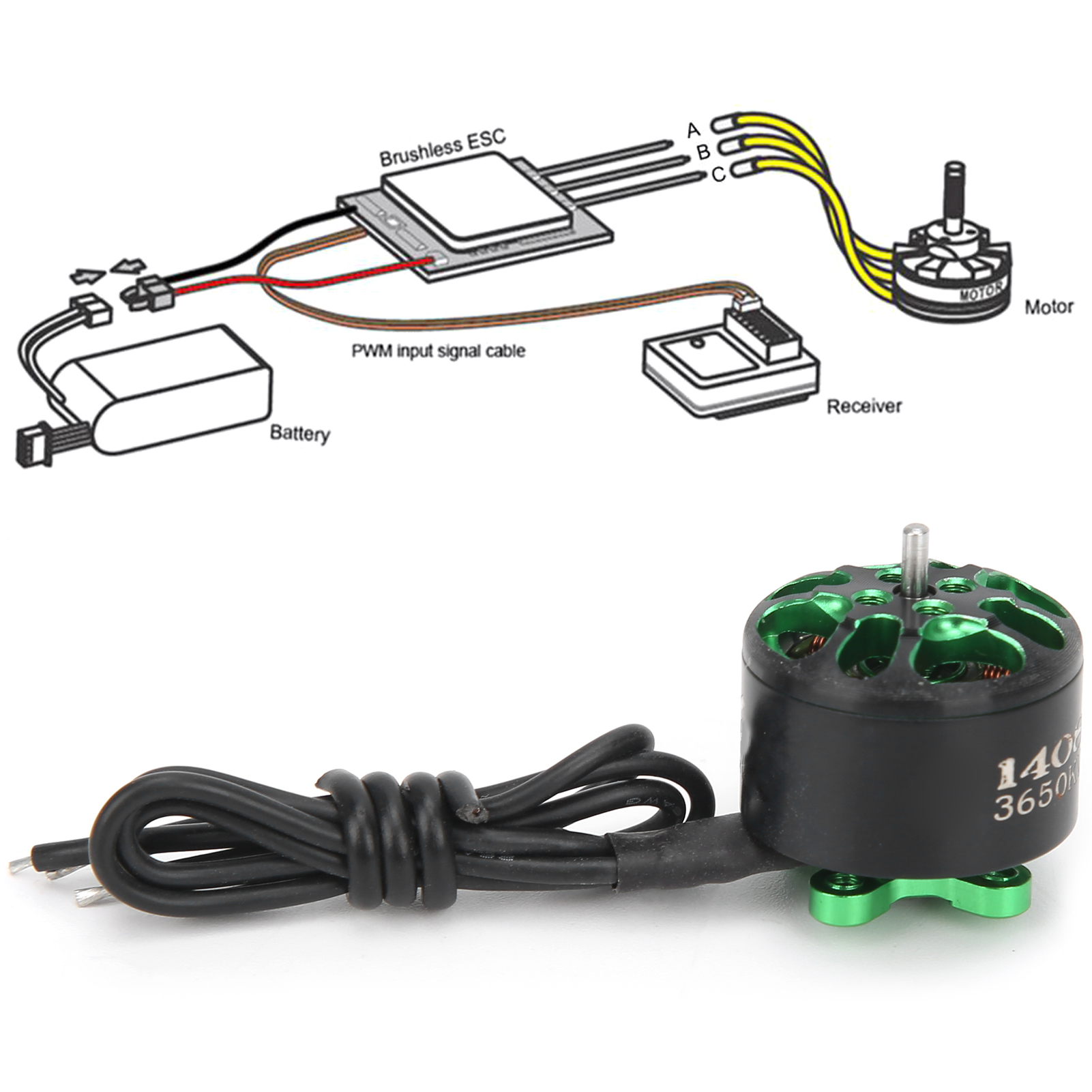 A1408 3650KV Brushless Motor for Racing Drone