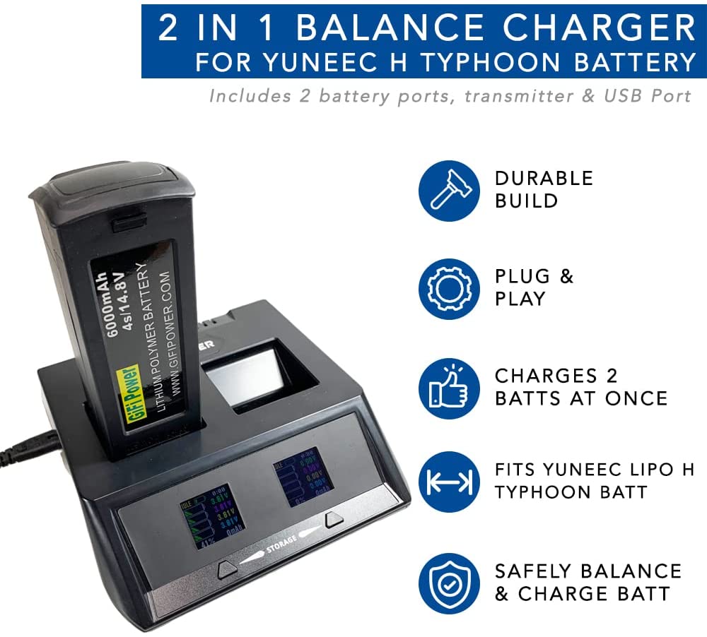 2-in-1 Battery Charger for YUNEEC Typhoon H Drone